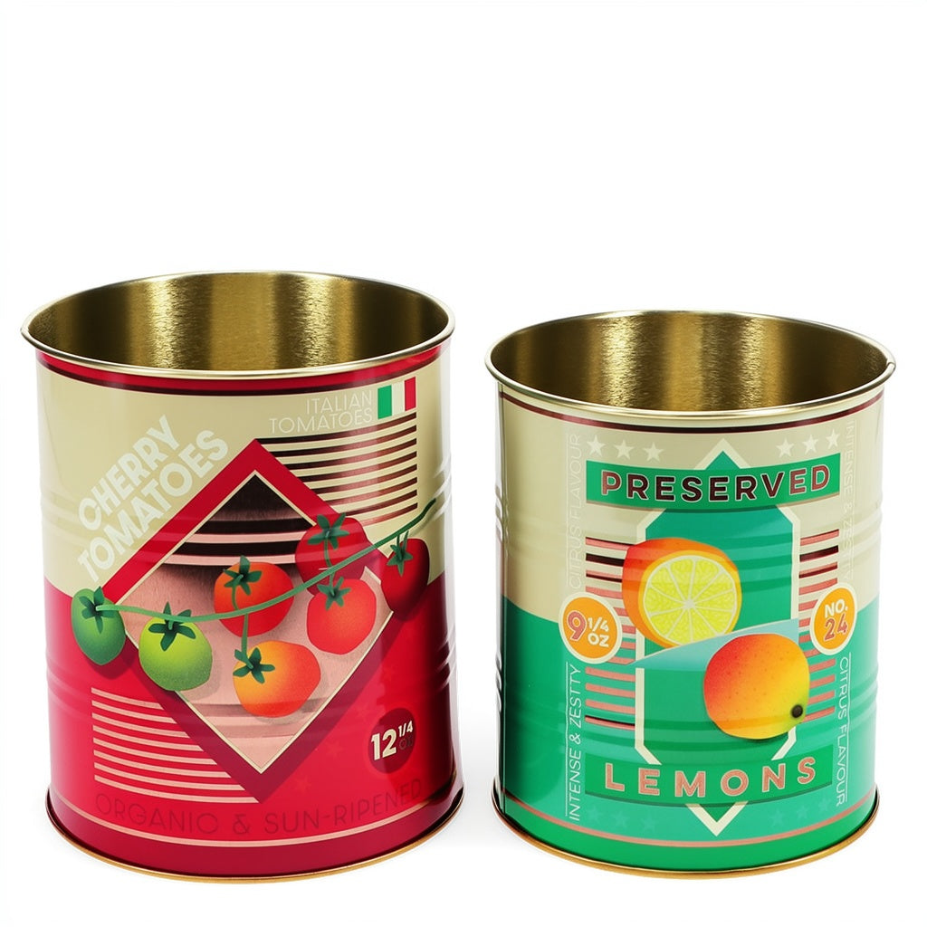 Set Of Two Cherry Tomatoes and Lemons Storage Tins