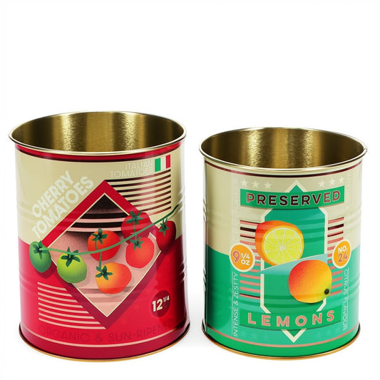 Set Of Two Cherry Tomatoes and Lemons Storage Tins - ad&i