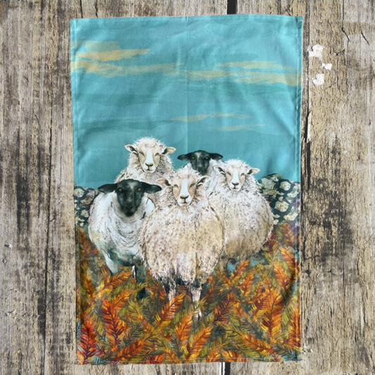 Sheep Print Tea Towel