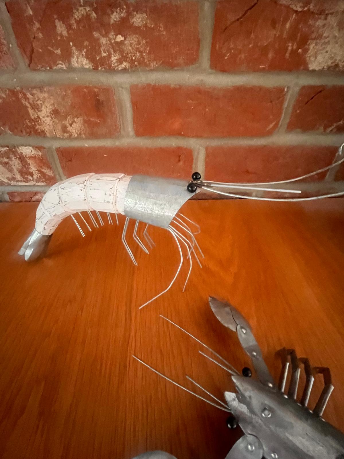 Steve the Shrimp Metal and Wood Ornament