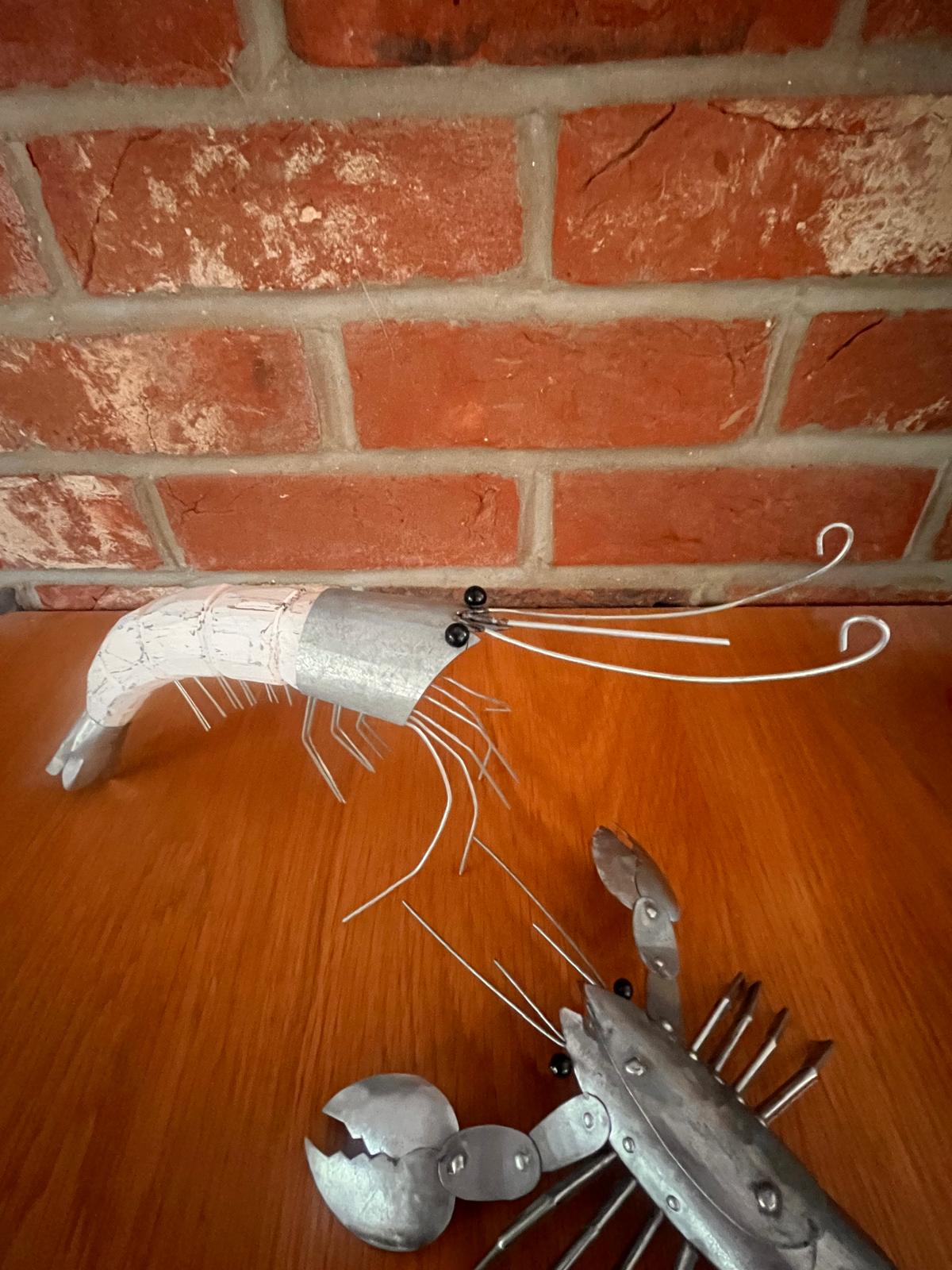 Steve the Shrimp Metal and Wood Ornament