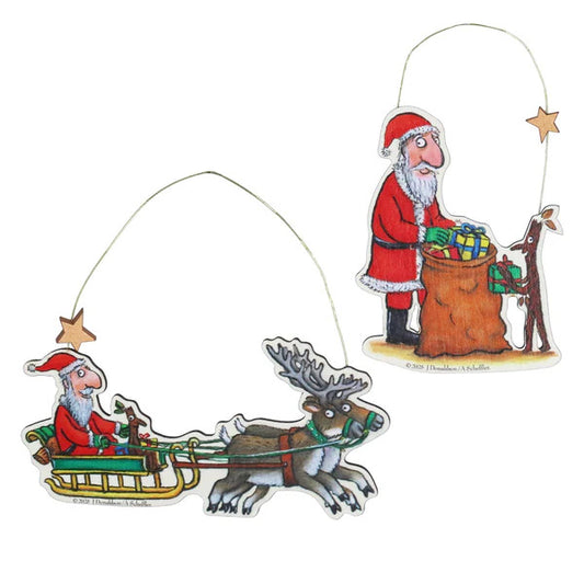 Stick Man and Santa Wooden Christmas Tree Decorations - ad&i