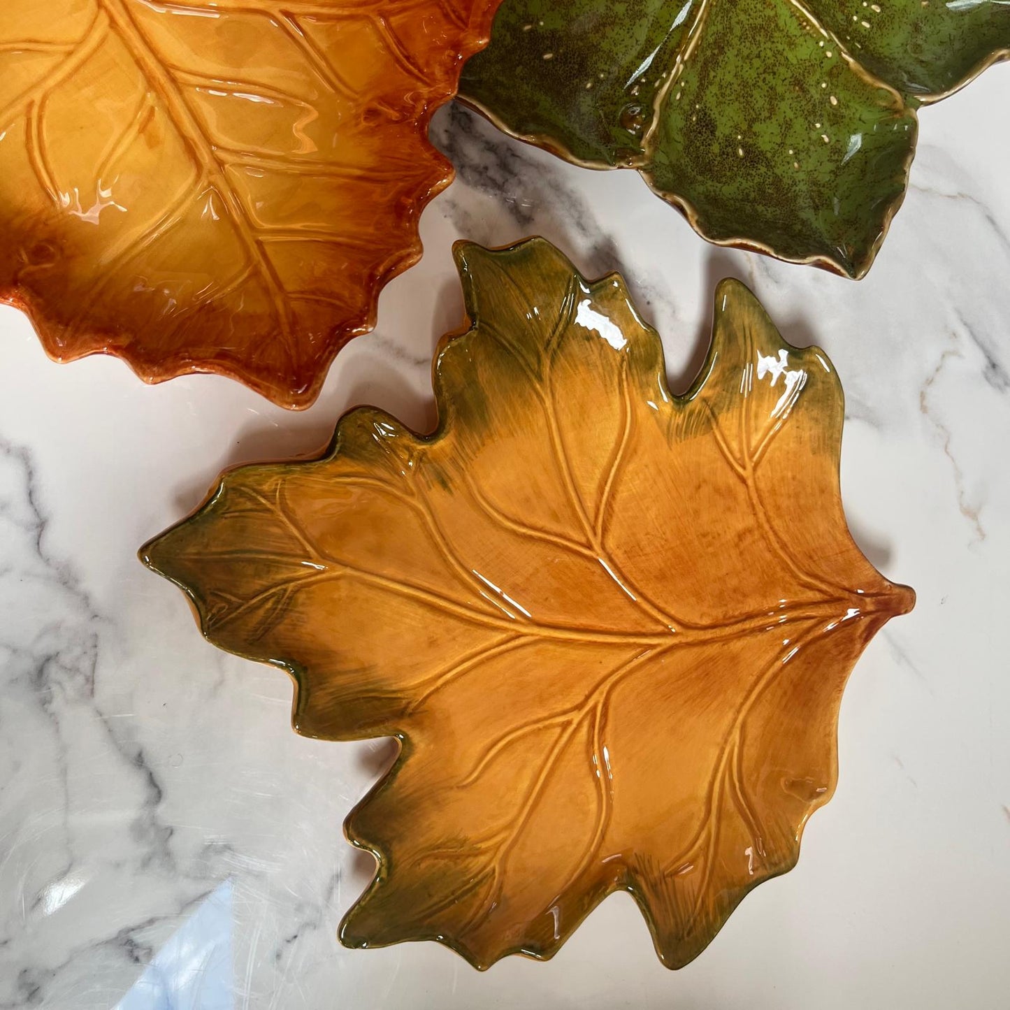 Sycamore Leaf Shaped Ceramic Serving Plate