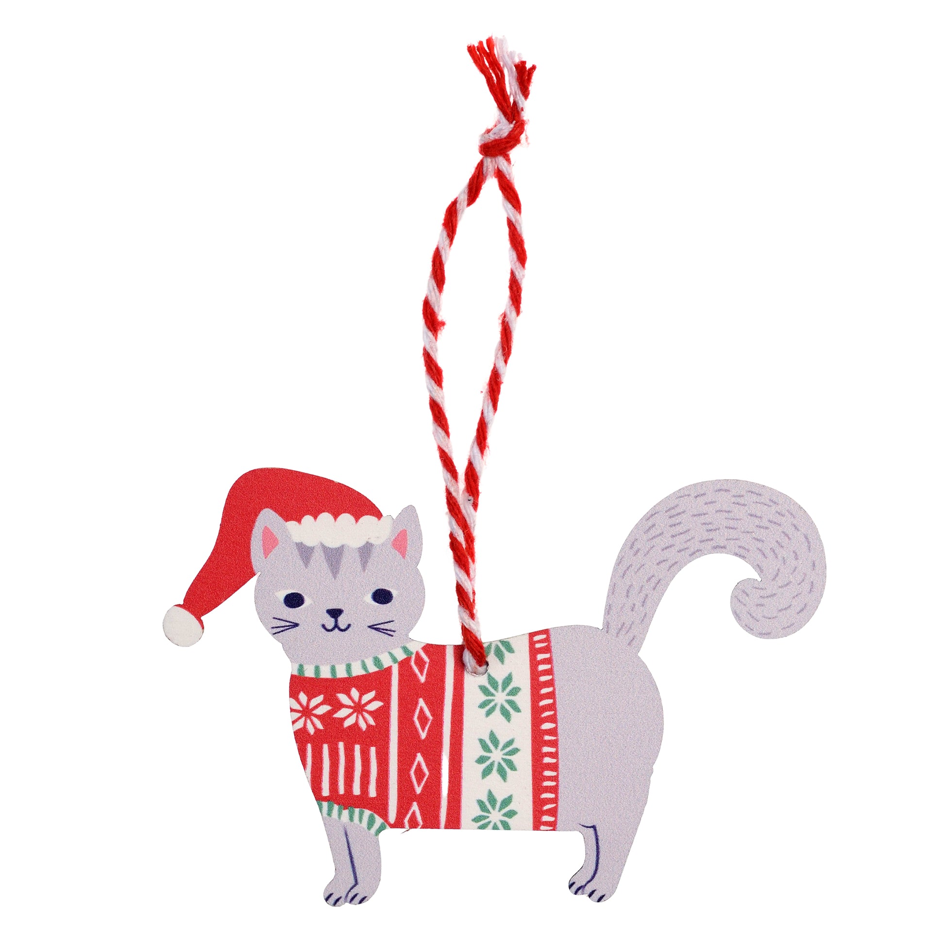 Wooden Hanging Christmas Decoration – Grey Cat - ad&i