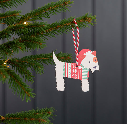 Wooden Hanging Christmas Decoration - Scottie dog - ad&i