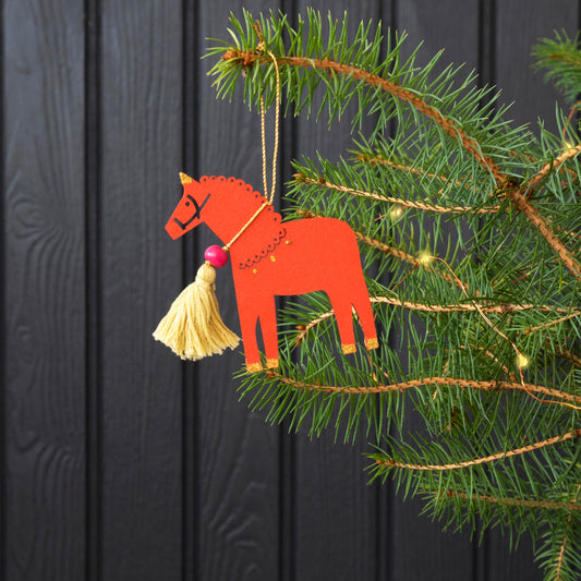 Wooden Hanging Christmas Decoration – Red Horse - ad&i