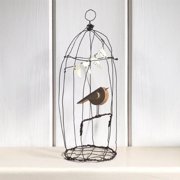Naive Bird in Wire Cage Ornament-ad&i
