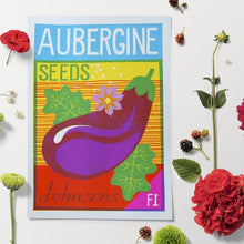Load image into Gallery viewer, Aubergine Seeds A4 Risograph Print by Printer Johnson - ad&amp;i