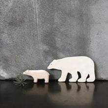 Load image into Gallery viewer, Mother and Baby Wooden Polar Bear Set of Two-ad&amp;i