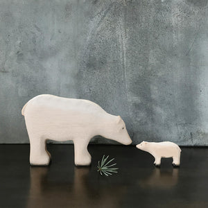 Mother and Baby Wooden Polar Bear Set of Two-ad&i