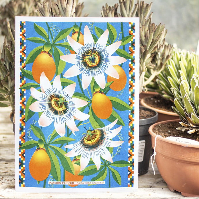Passion Flower A3 Risograph Print by Printer Johnson-ad&i