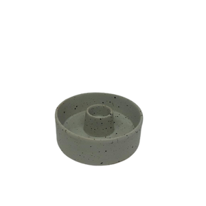 Speckled Off White Stoneware Candlestick Holder-ad&i