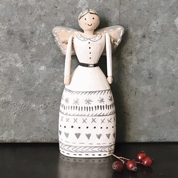 Folk Art Wooden Angel Christmas Decoration-ad&i