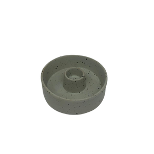 Speckled Off White Stoneware Candlestick Holder-ad&i