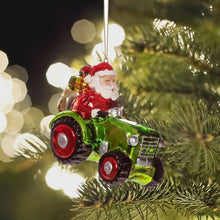 Load image into Gallery viewer, Farmer Christmas on a Tractor Christmas Tree Bauble-ad&amp;i