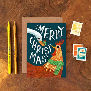 Chicken and Duck Christmas Card by Emily Nash - ad&i