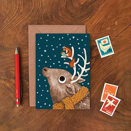 Reindeer and Squirrel Christmas Card by Emily Nash - ad&i