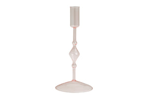 Light Pink Glass Candlestick Holder-ad&i