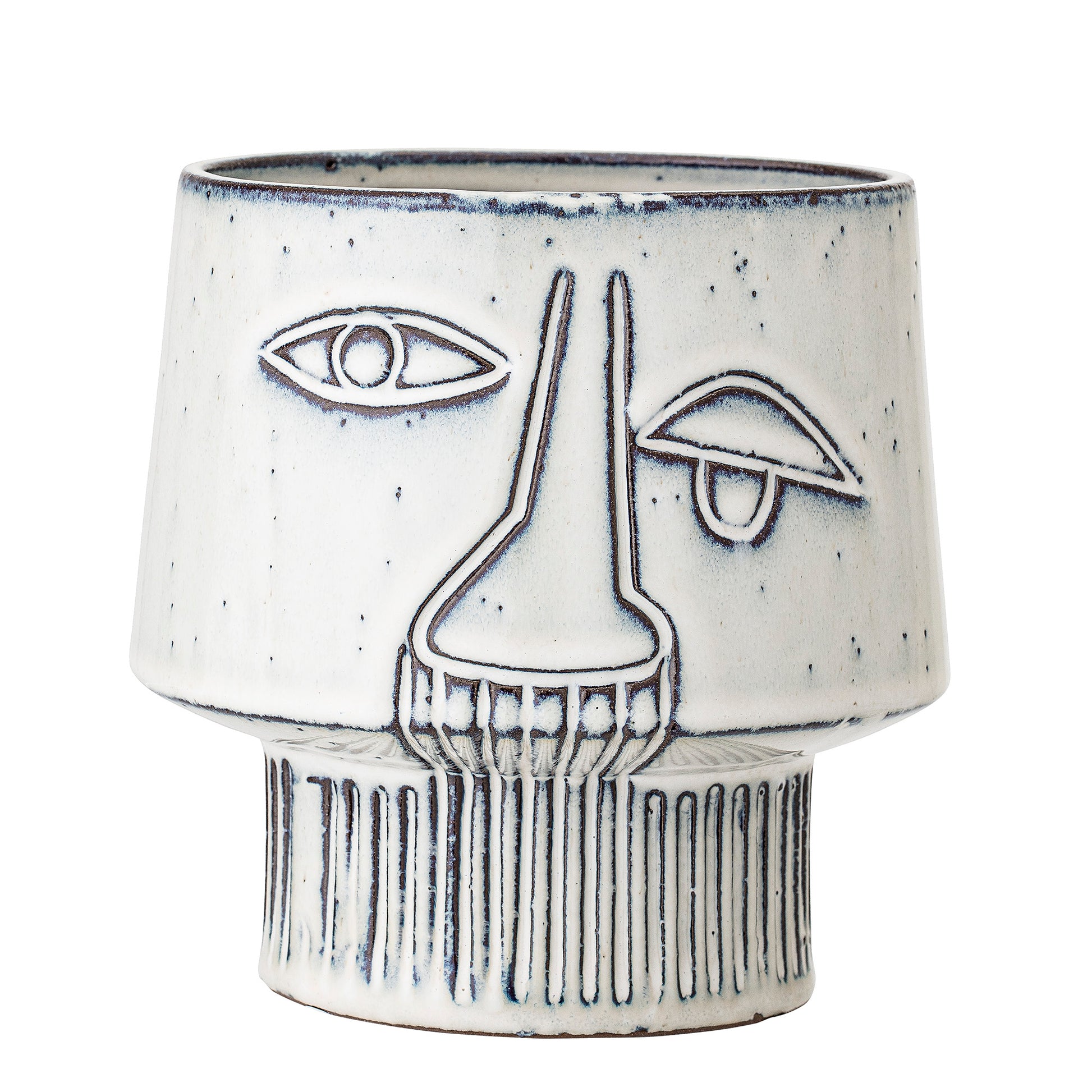 Grey Stoneware Abstract Face Planter - ad&i