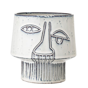Grey Stoneware Abstract Face Planter - ad&i