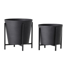 Load image into Gallery viewer, Black Metal Planters Set of Two - ad&amp;i