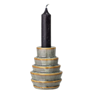 Green Layered Stoneware Candlestick Holder - ad&i
