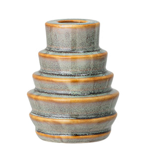 Green Layered Stoneware Candlestick Holder - ad&i