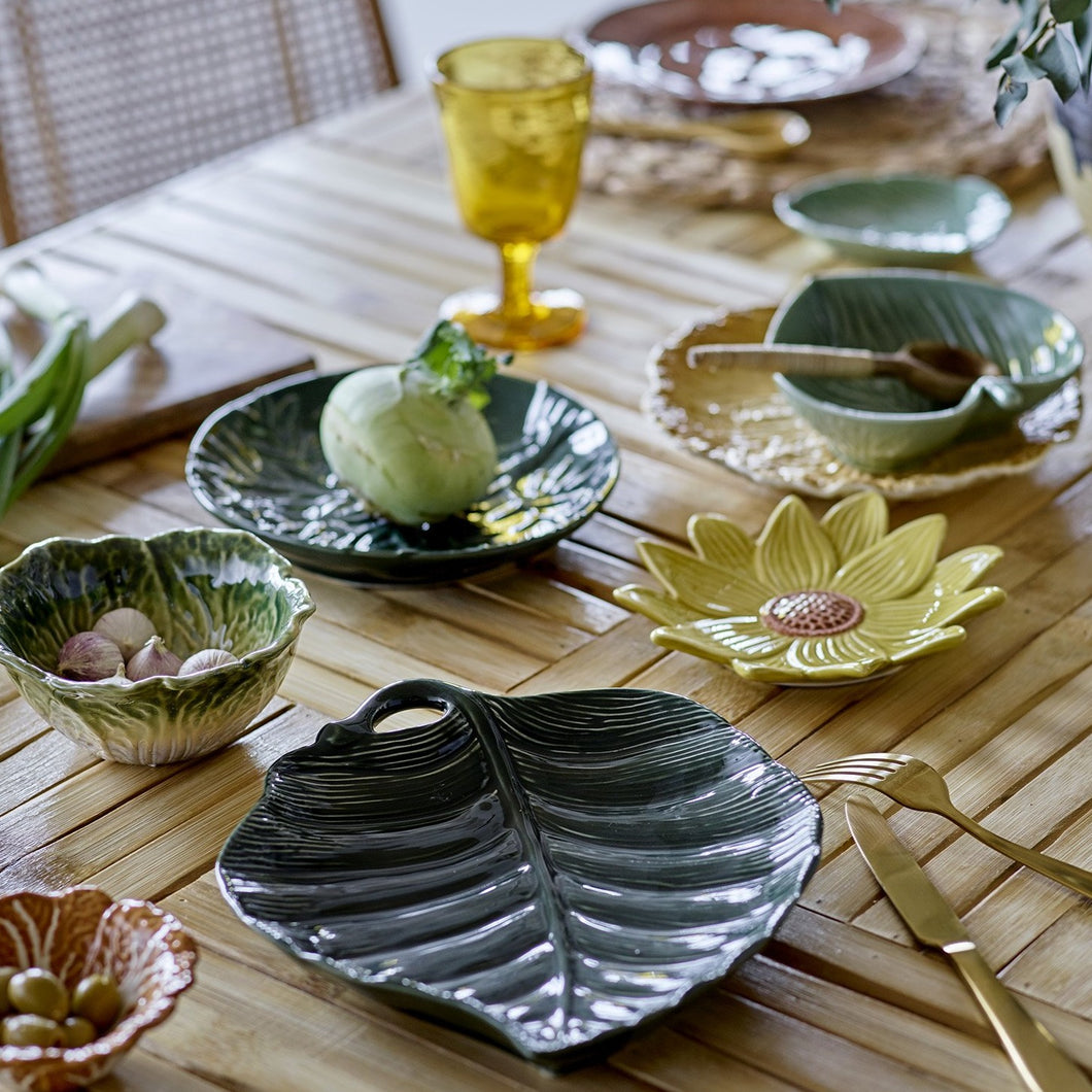 Savanna Palm Leaf Decorative Stoneware Plate-ad&i