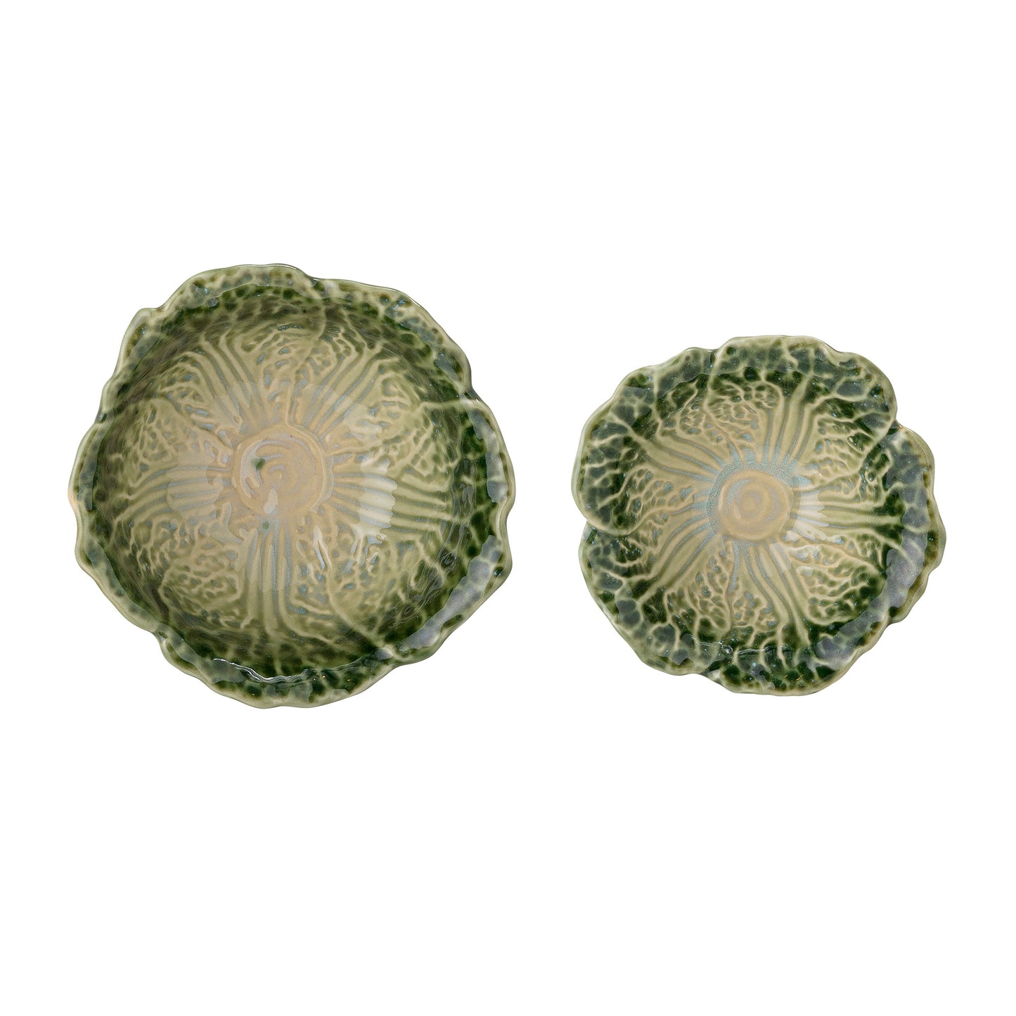 Green Cabbage Stoneware Bowls - Set of Two - ad&i