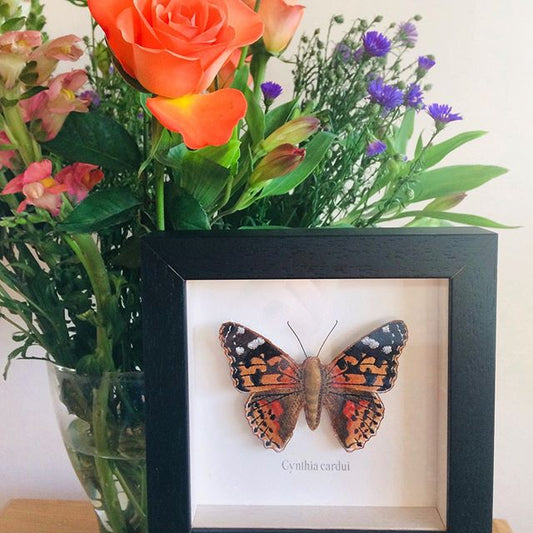 Embroidered Painted Lady Butterfly Framed Wall Art - ad&i