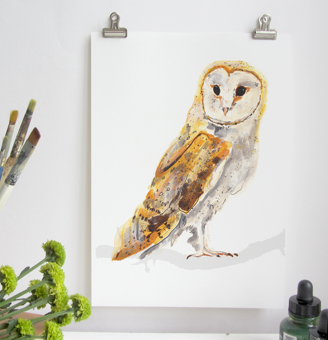 Barn Owl A4 Digital Print by Abby Cook - ad&i