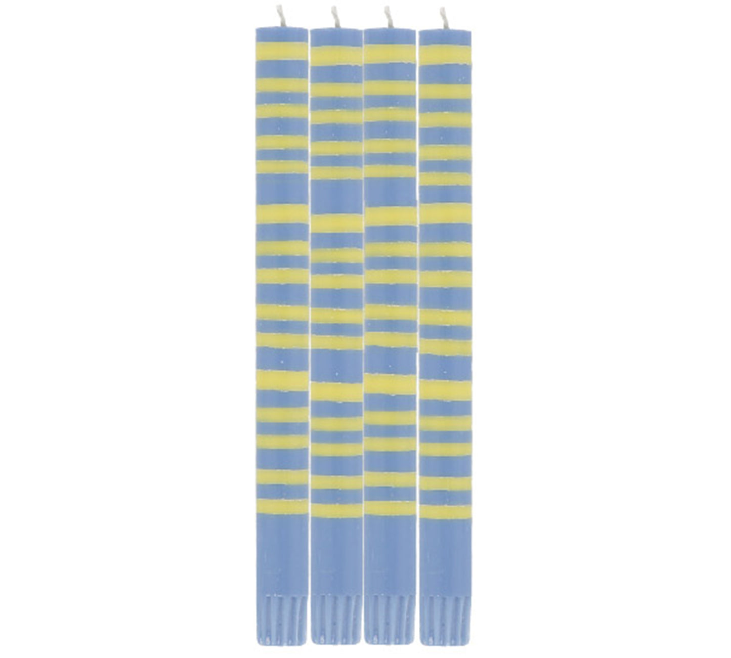 Saxe Blue & Primrose Yellow Striped Candlesticks Set of Four-ad&i