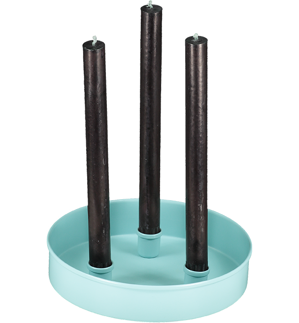 Sky Blue Metal Candle Platter Holder-ad&i