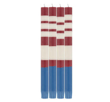 Load image into Gallery viewer, Guardsman Red, Royal Blue &amp; Pearl White Striped Candlesticks Set of Four-ad&amp;i