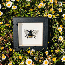 Load image into Gallery viewer, Embroidered and Painted Bumble Bee Framed Wall Art - ad&amp;i