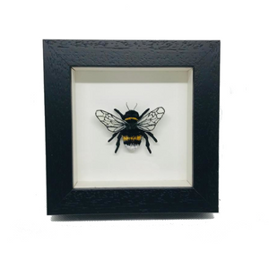 Embroidered and Painted Bumble Bee Framed Wall Art - ad&i