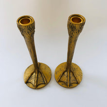 Load image into Gallery viewer, Gold Bird Leg Candlestick Holders Set of 2 - ad&amp;i