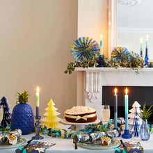 Load image into Gallery viewer, Blue and Yellow Ombre Paper Honeycomb Tree Decorations - 3 Pack - ad&amp;i