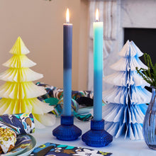 Load image into Gallery viewer, Blue and Yellow Ombre Paper Honeycomb Tree Decorations - 3 Pack - ad&amp;i
