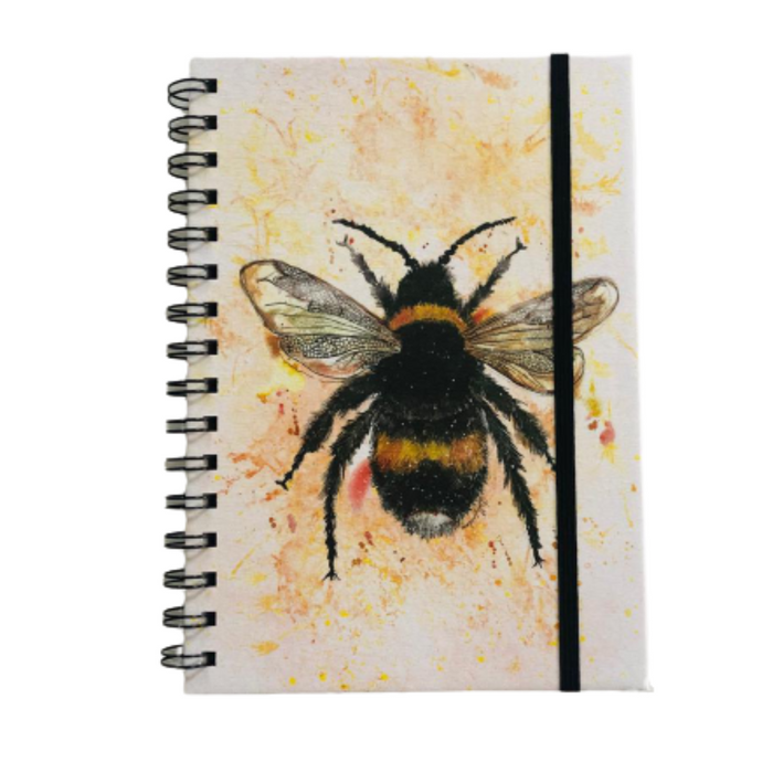 Bumble Bee Print A5 Hardback Spiral Bound Notebook - ad&i