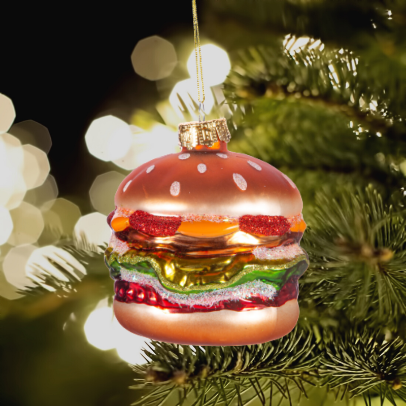 Juicy Burger Shaped Christmas Tree Bauble - ad&i