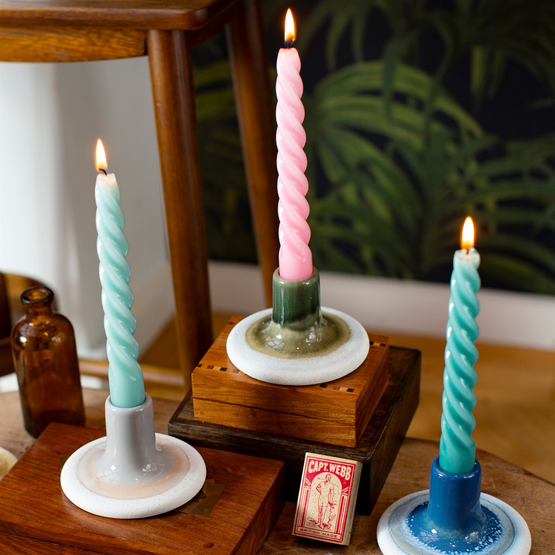 Mojave Glazed Coloured Candlestick Holders-ad&i