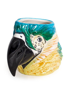 Ceramic Blue Macaw Parrot Head Vase Jar - ad&i