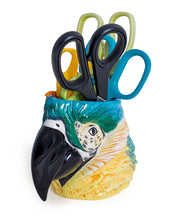 Load image into Gallery viewer, Ceramic Blue Macaw Parrot Head Vase Jar - ad&amp;i