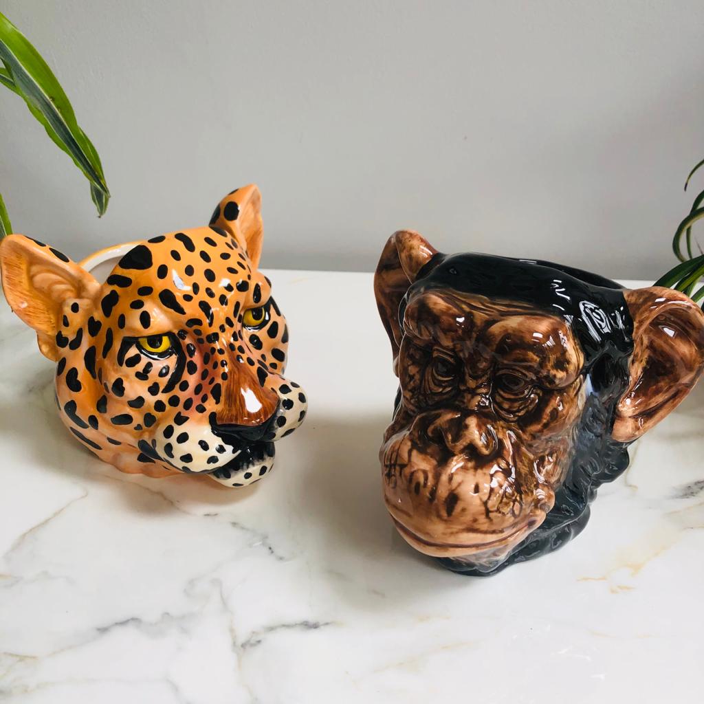 Ceramic Chimpanzee Head Vase Jar - ad&i
