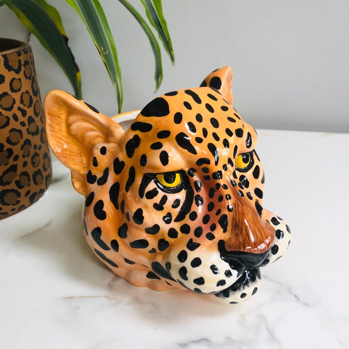 Ceramic Leopard Head Vase Jar - ad&i