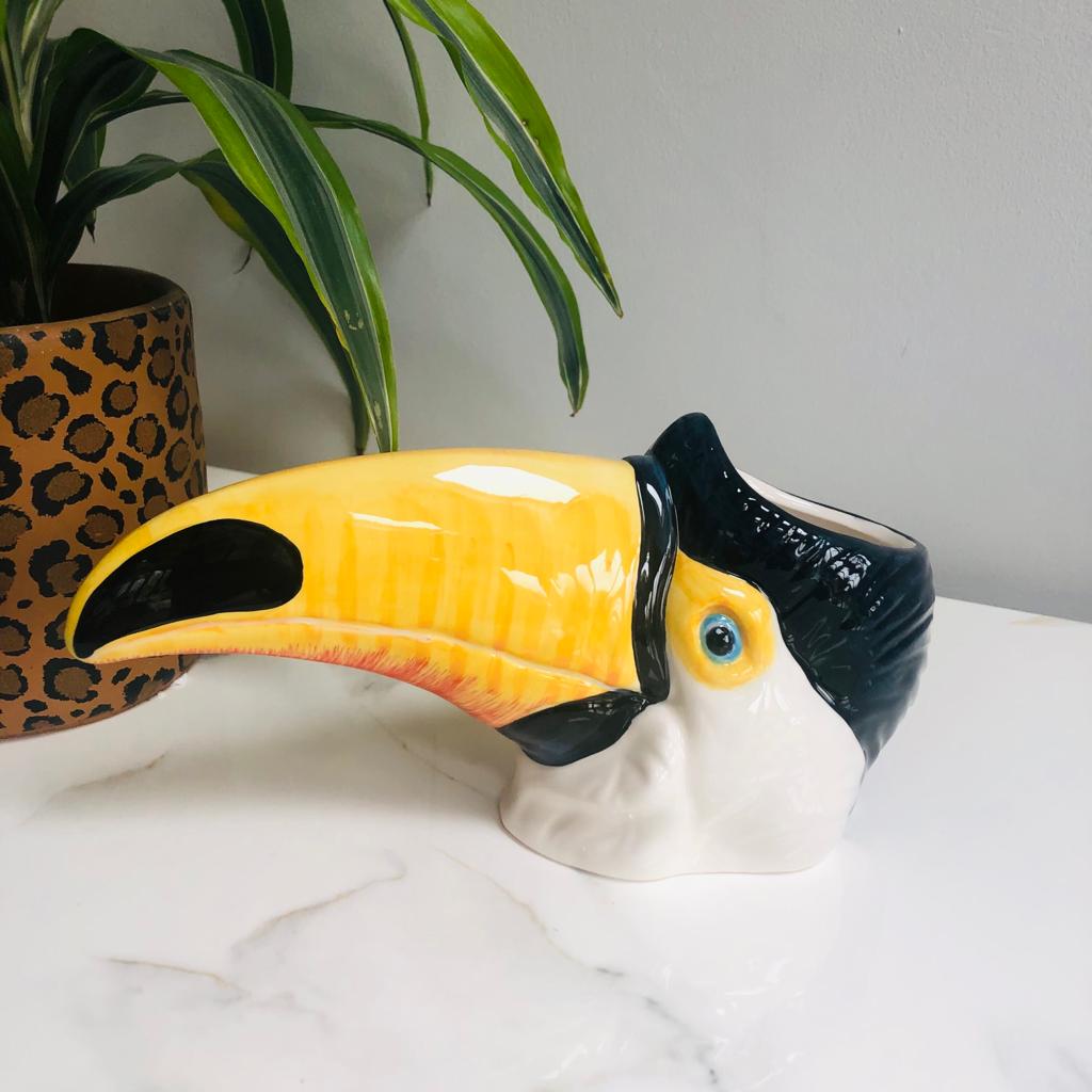 Ceramic Toucan Head Vase Jar - ad&i