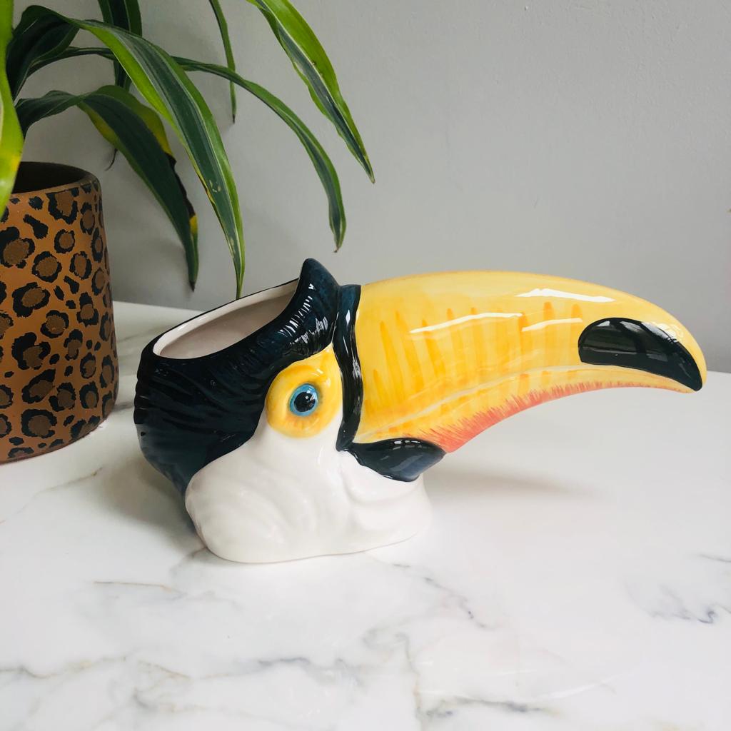 Ceramic Toucan Head Vase Jar - ad&i