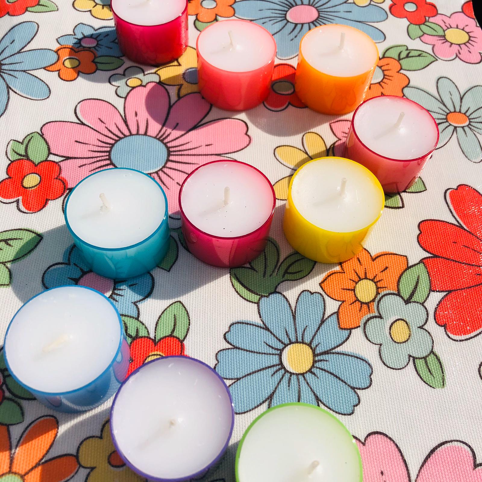 Assorted Summer Colour Tea Lights Set of 12 - ad&i