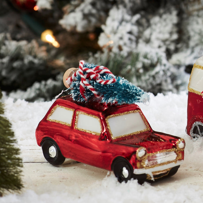 Coming Home For Xmas Red Car Shaped Bauble - ad&i